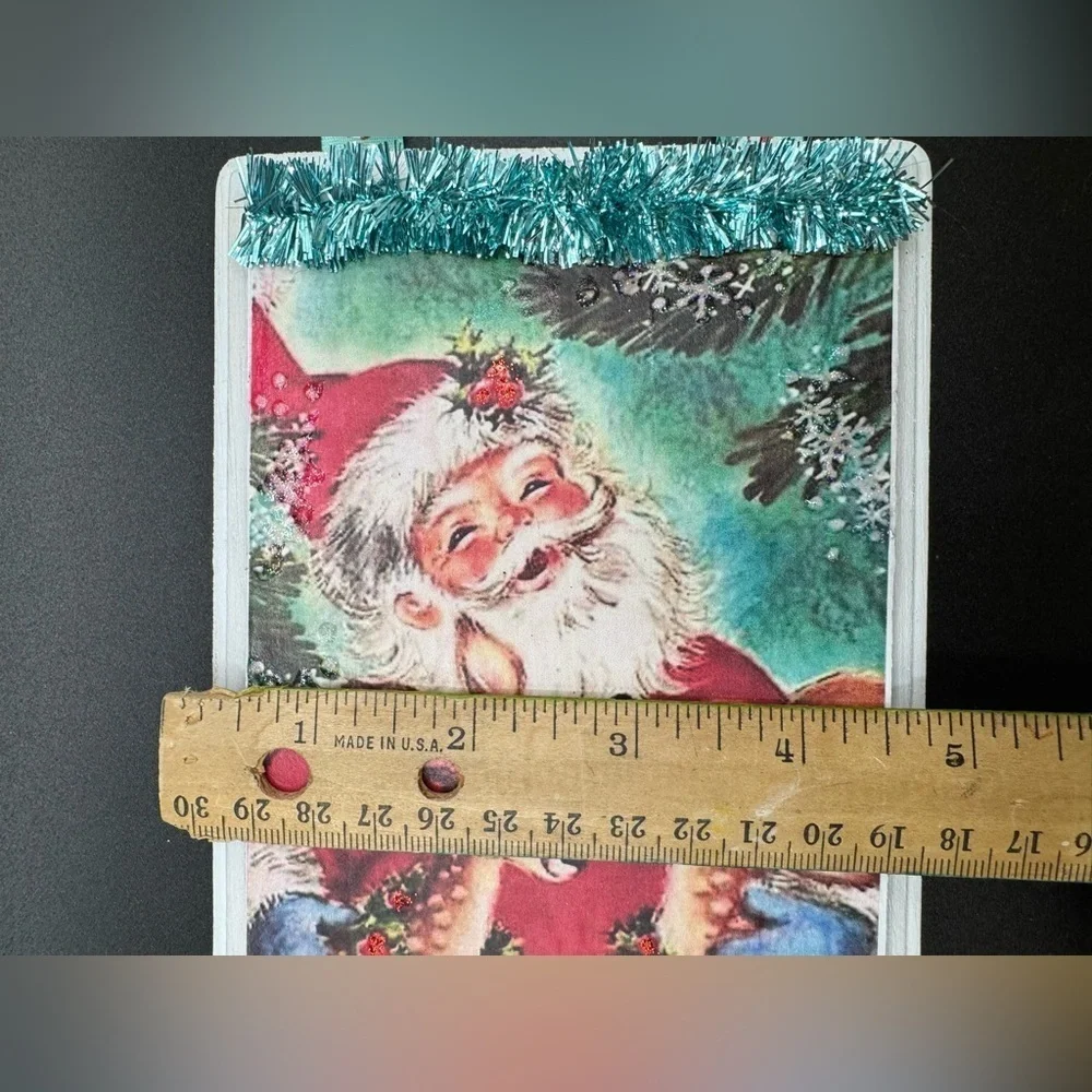 New OOAK Retro-Inspired Santa Christmas Sign Holiday Decor